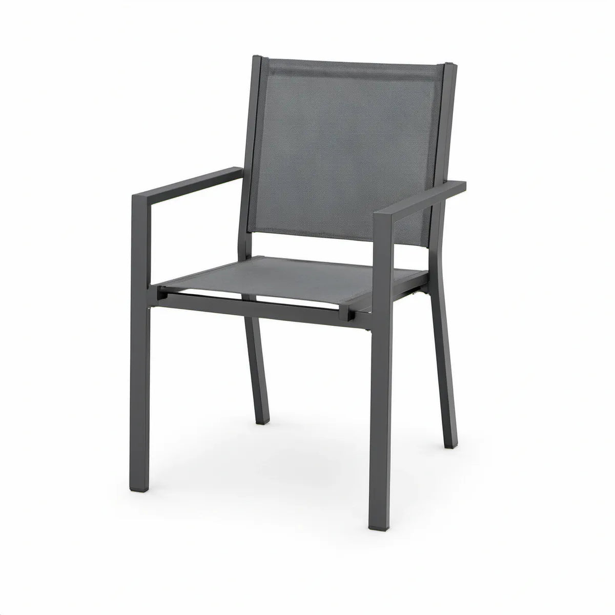 Gray Aluminum Frame Mesh Armchair, 22 x 24.4 x 34.6 in.