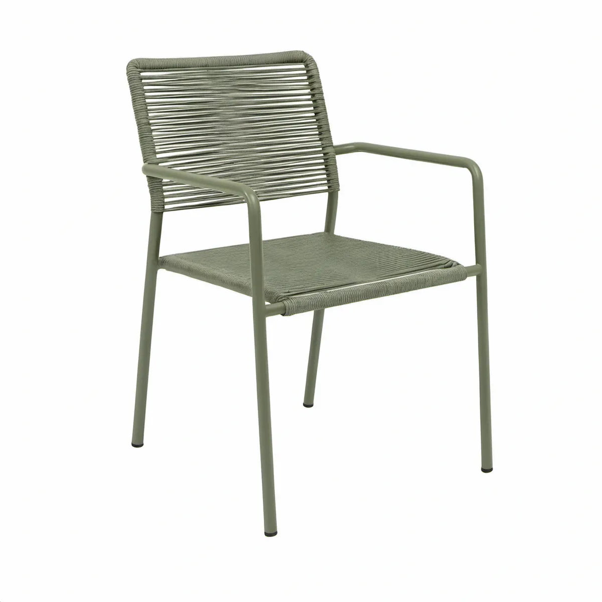 Olive Green Outdoor Armchair with Polypropylene Rope Seat and Backrest, 58 x 62 x 82 cm