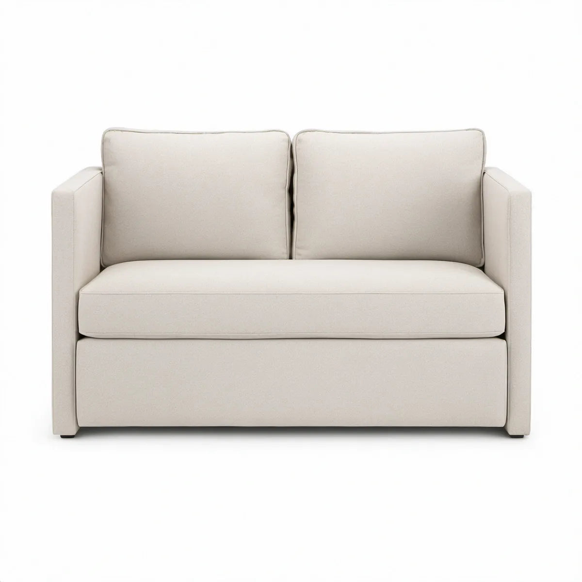 Cream Polyester Upholstered Loveseat, 63 in W x 35 in D x 34 in H