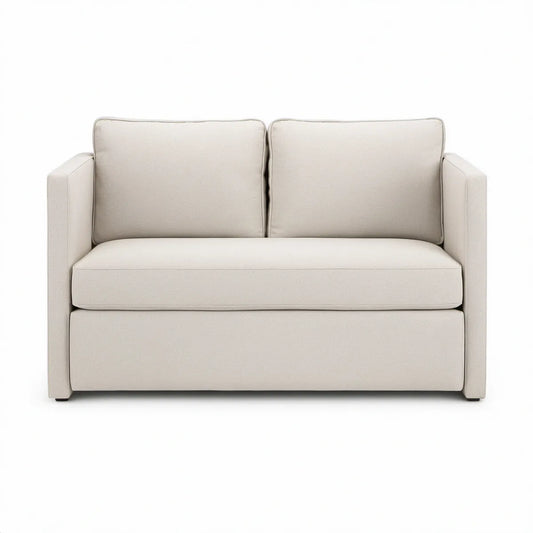 Cream Polyester Upholstered Loveseat, 63 in W x 35 in D x 34 in H