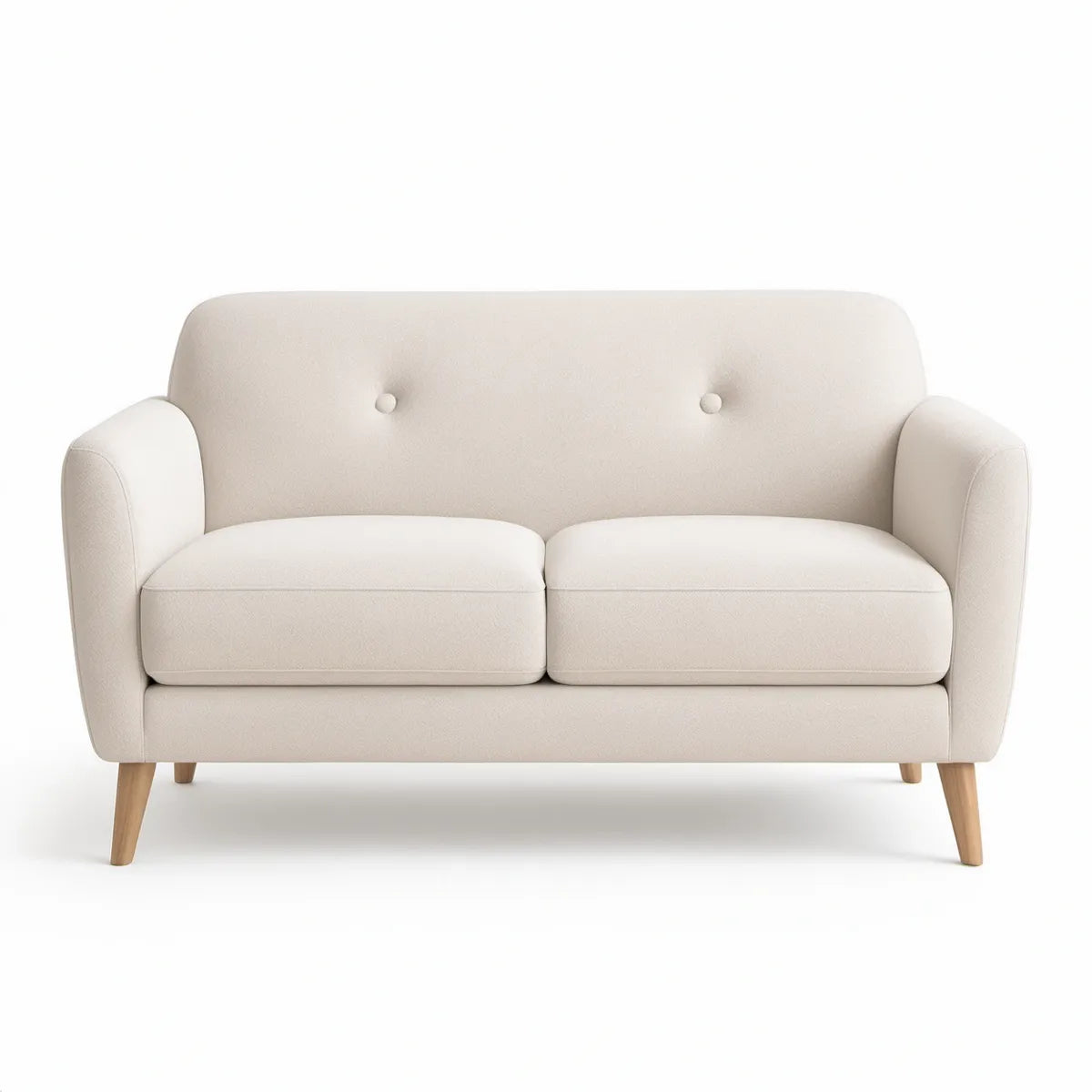 Cream Polyester Boucl茅 2-Seat Loveseat Sofa, 57 in. L x 32 in. W x 34 in. H