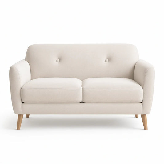 Cream Polyester Boucl茅 2-Seat Loveseat Sofa, 57 in. L x 32 in. W x 34 in. H